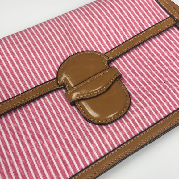 Orange Carmel Red and White Striped Clutch Purse - Picture 2 of 6